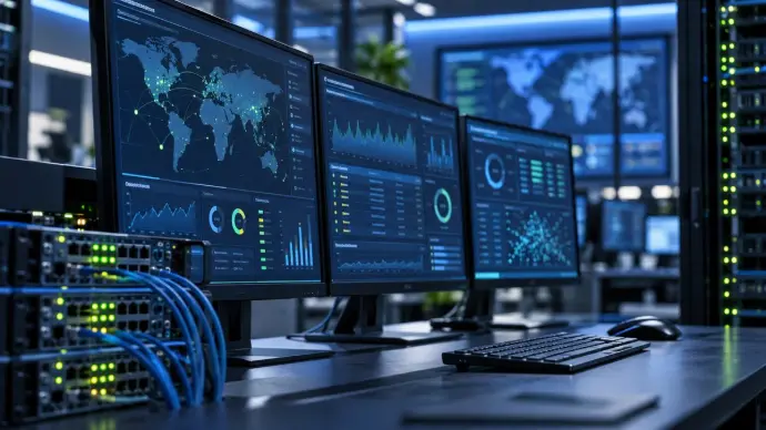Centre de supervision et écrans de cybersécurité
